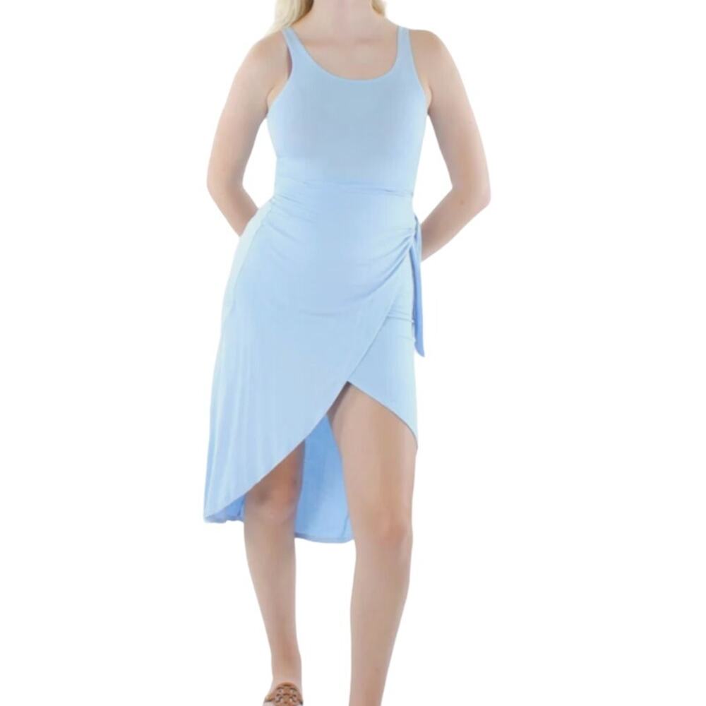 And Now This Womens Sleeveless Knit Side-Tie Tulip Midi Dress Cashmere Blue XS - Picture 2 of 9